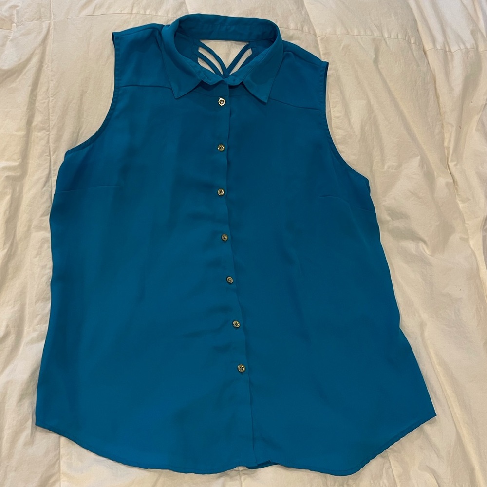 Zac & Rachel turquoise sleeveless top size XL